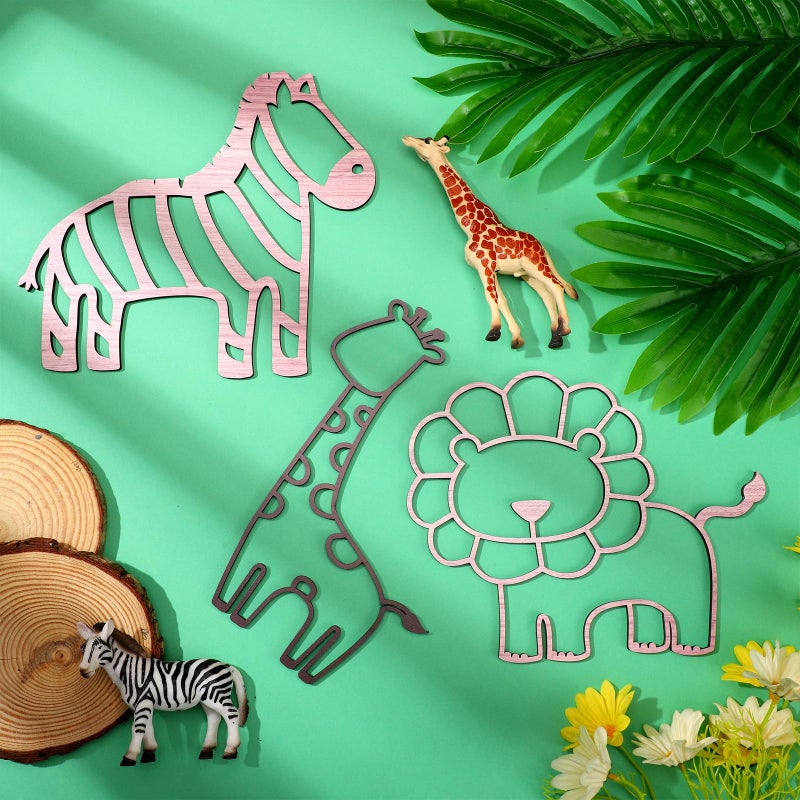 Soaoo 9 Pcs Jungle Animal Woodland Decor Safari Nursery Wall Art Animal Theme Wall Decor Jungle Theme Nursery Decor for Baby Girls Boys Toddler Bedroom Playroom Classroom Decorations - Image 3